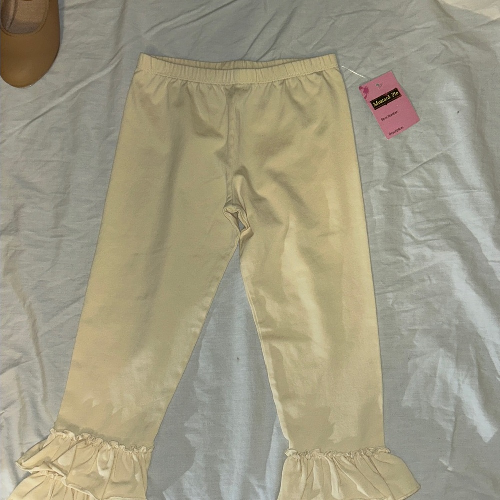 Girls Ruffle Bottom Pant Cream Color NWT